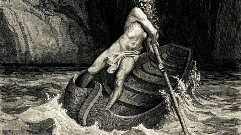 The character of the Divine Comedy Charon in an engraving by Gustav Doré. The Inferno is one the best poems ever written with extraordinary images and struggling characters.
