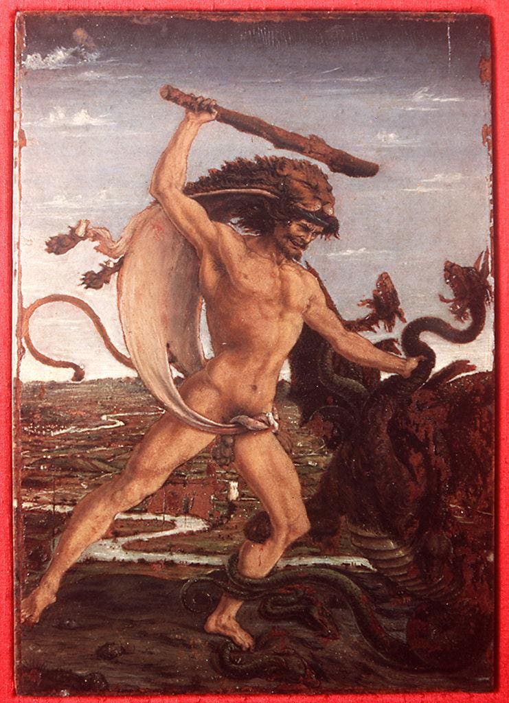 Hercules as he fights against the Hydra of Lerna