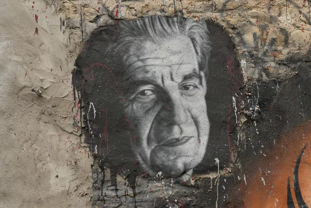 Wall portrait of Jacques Lacan