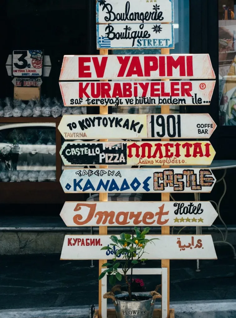 Signs with inscriptions in different languages