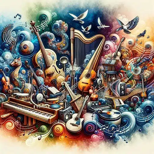 The history of music in an abstract image